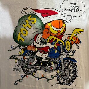 Garfield Size Large Christmas Graphic T Shirt Single Stitch NWT VTG Dead Stock